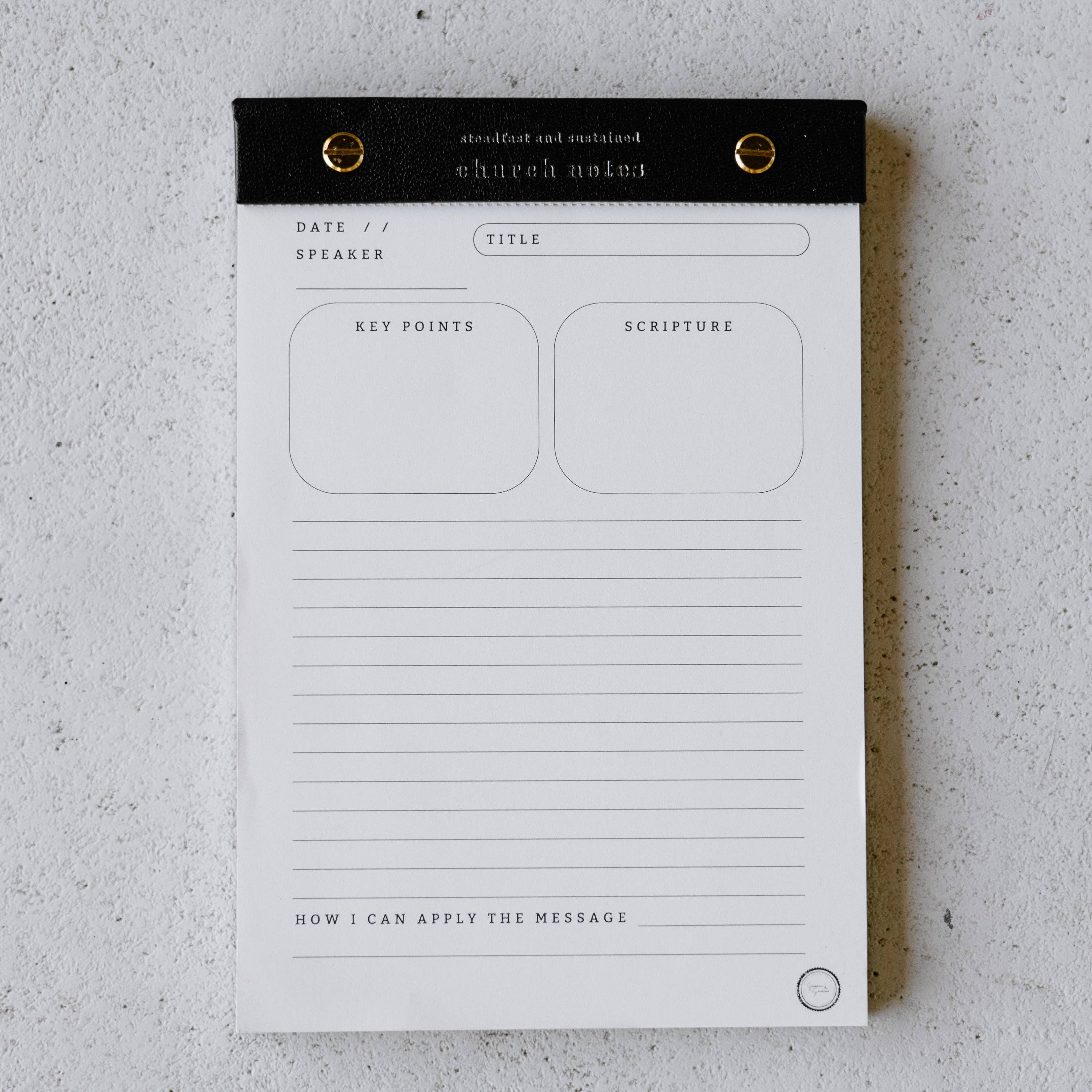 Steadfast and Sustained - Wholesale Notepad - Church Notes Notepad0