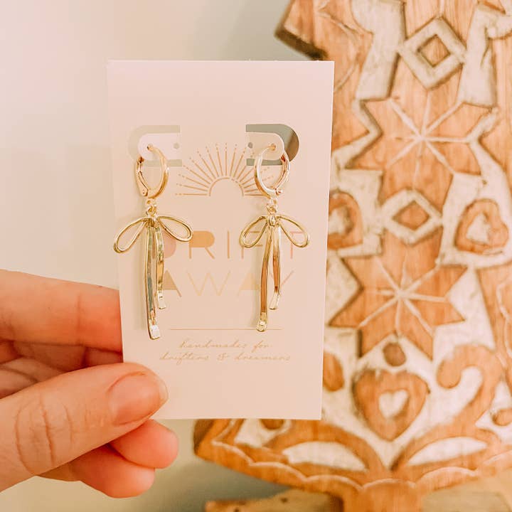 Golden Bow Earrings for wholesale by driftaway jewelry