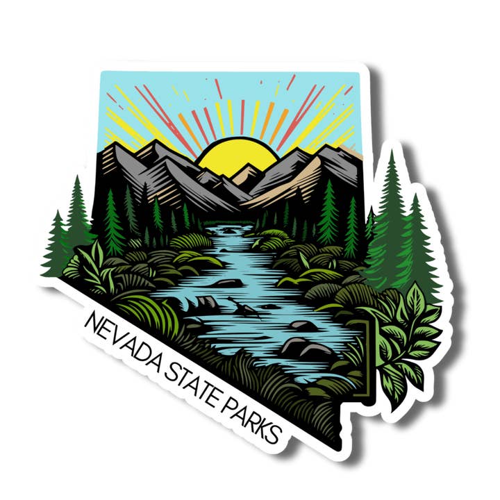Nevada State Parks Waterfalls 3" Vinyl Sticker for wholesale by National Parks and Beyond