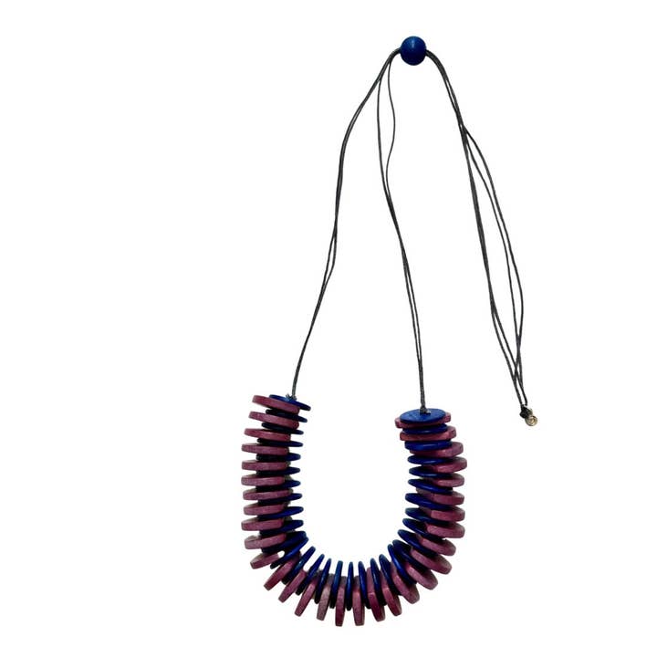 Bijondo - Vente Colliers plastrons - Collier réglable en bois et coton Polly2