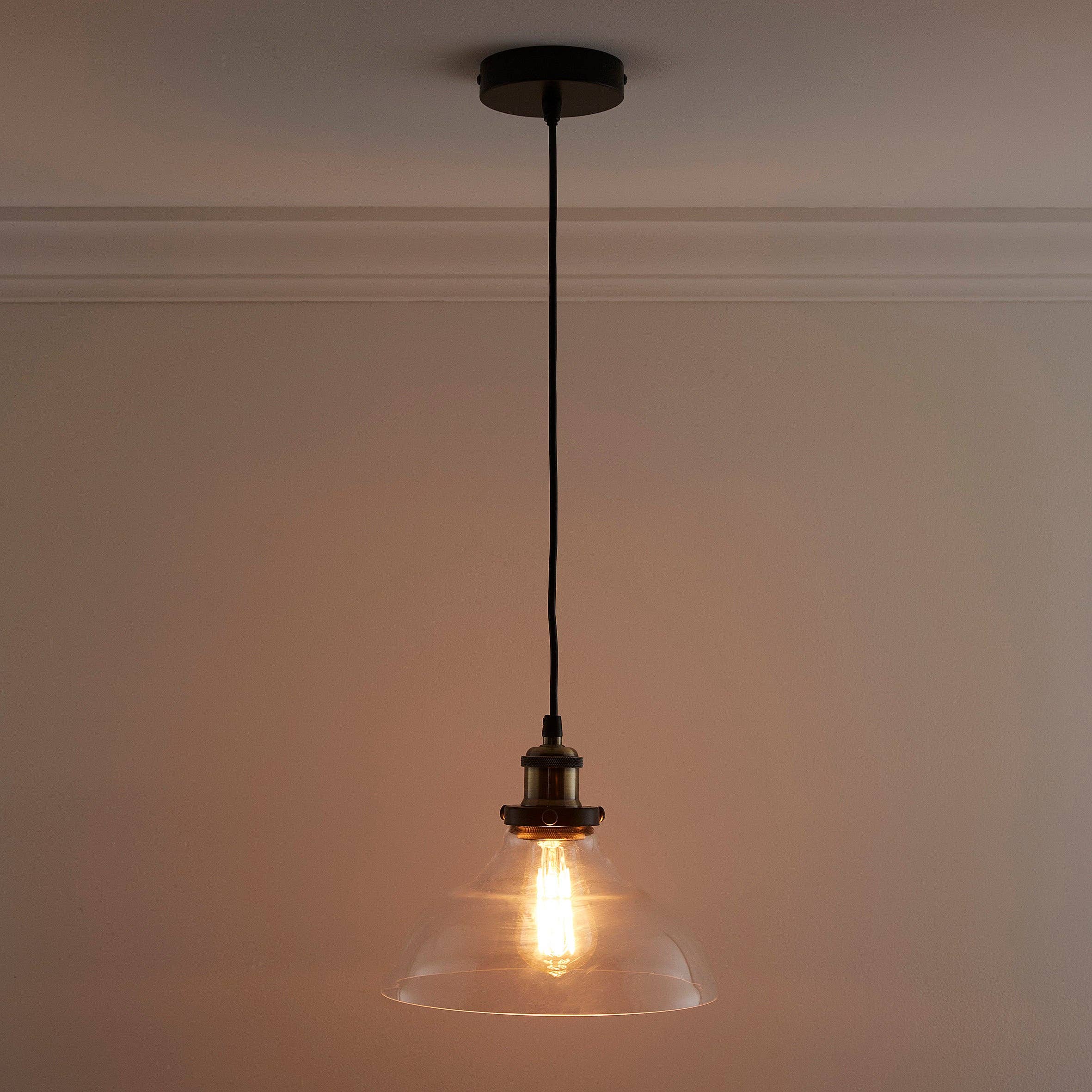 K LIVING – wholesale Chandelier/hanging light – Industrial Glass Ceiling Pendant with Filament Bulb0