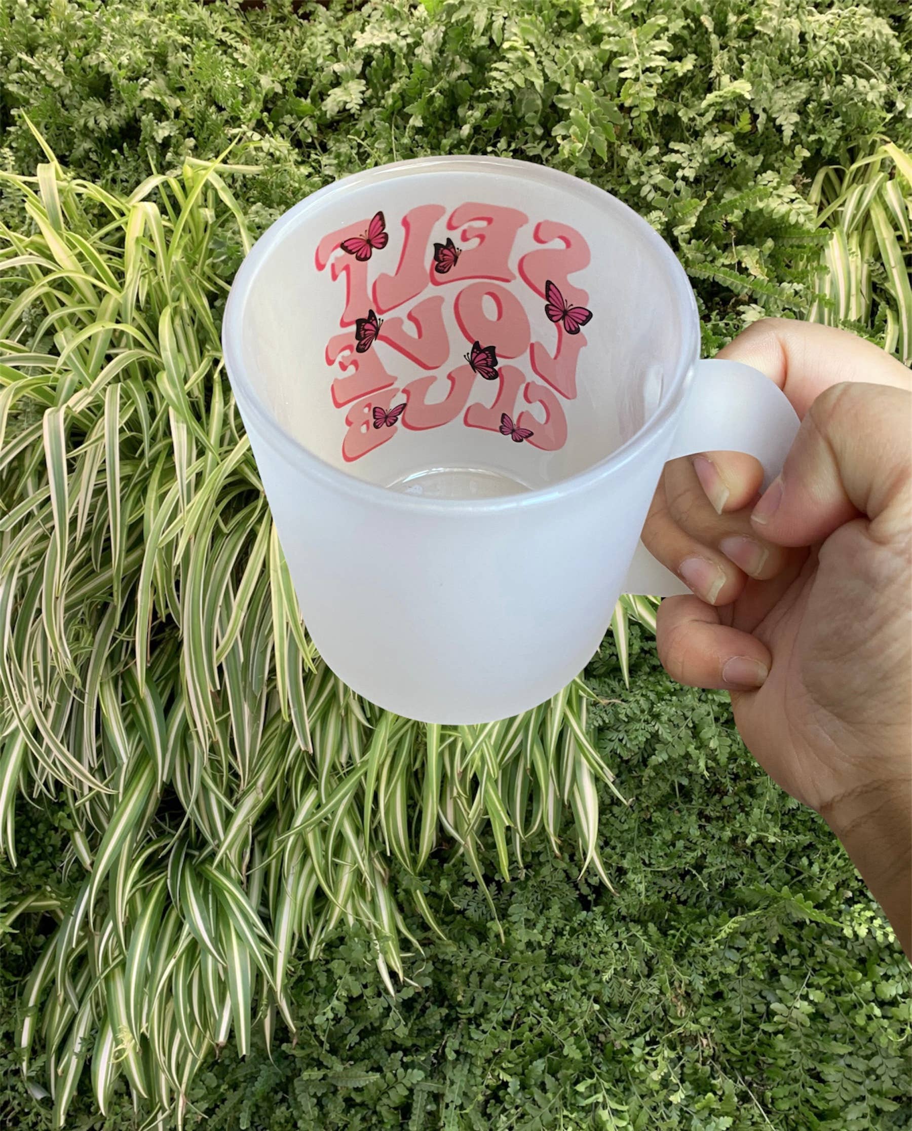 D2JCrafts - Venta al por mayor Taza - Taza de café esmerilado Self Care Club Butterfly7