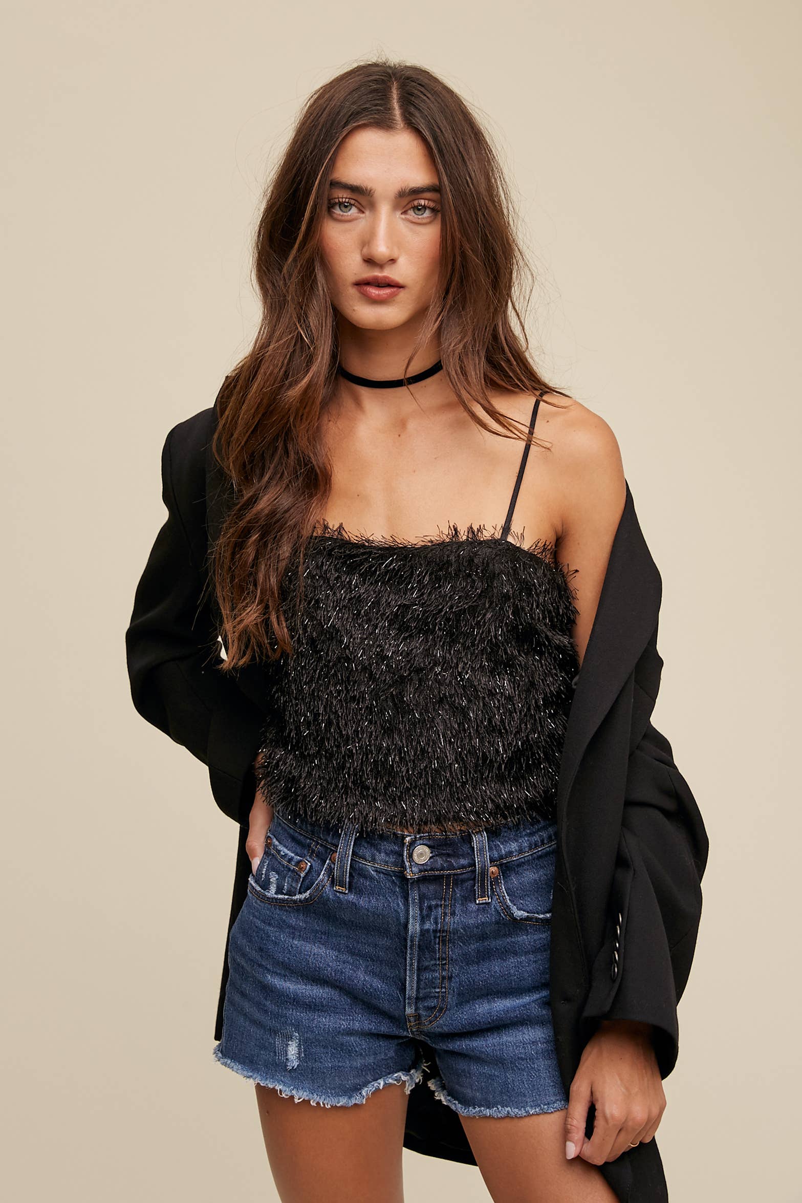 Listicle - Wholesale Camisole - Women's - Metallic Eyelash Knit Cami Top LT131524