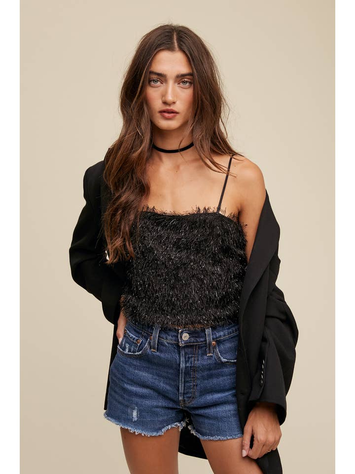 Listicle - Wholesale Camisole - Women's - Metallic Eyelash Knit Cami Top LT131524