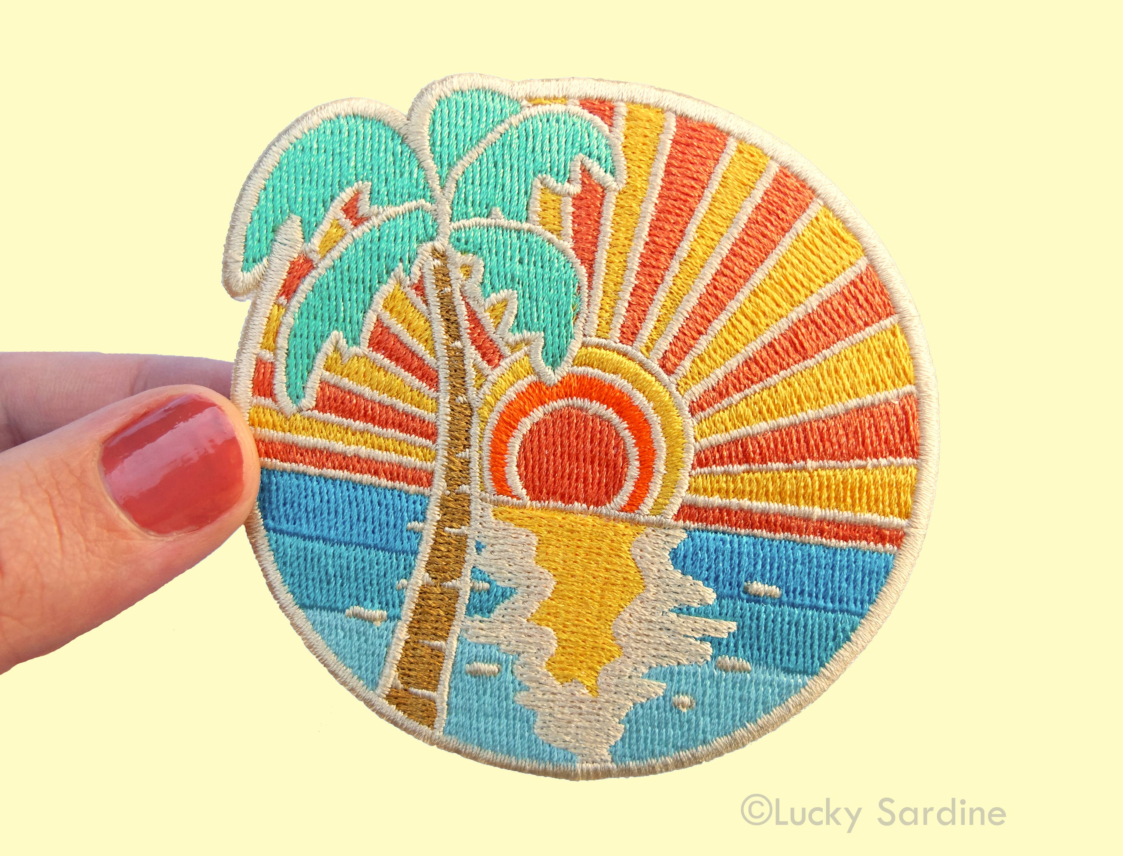 Lucky Sardine - Wholesale Patch - Ocean Sunset Palm Tree, Island Embroidered Iron-On Patch6