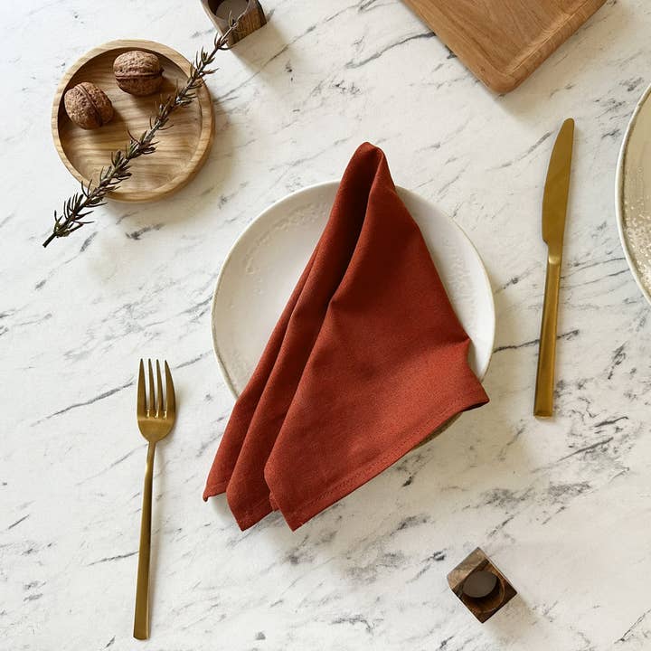 Verbrande oranje (terracotta) linnen servetten Thanksgiving voor wholesale door Touchable Linen