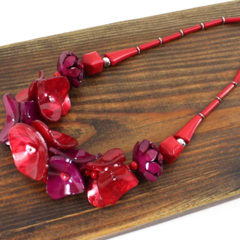 Pretty Persuasions - Wholesale Beaded/pearl necklace - N24276 Exotic Bloom Polyresin Statement Necklace7