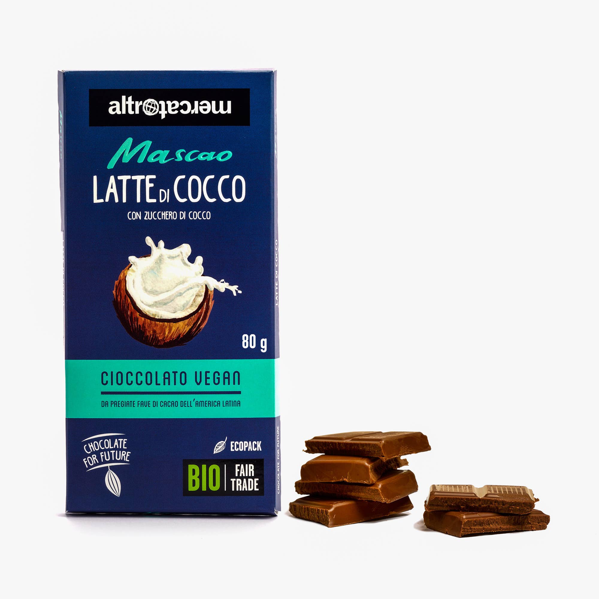 Altromercato - Vente Barre chocolatée - Mascao - Chocolat au Lait de Coco - Bio - 80 g0