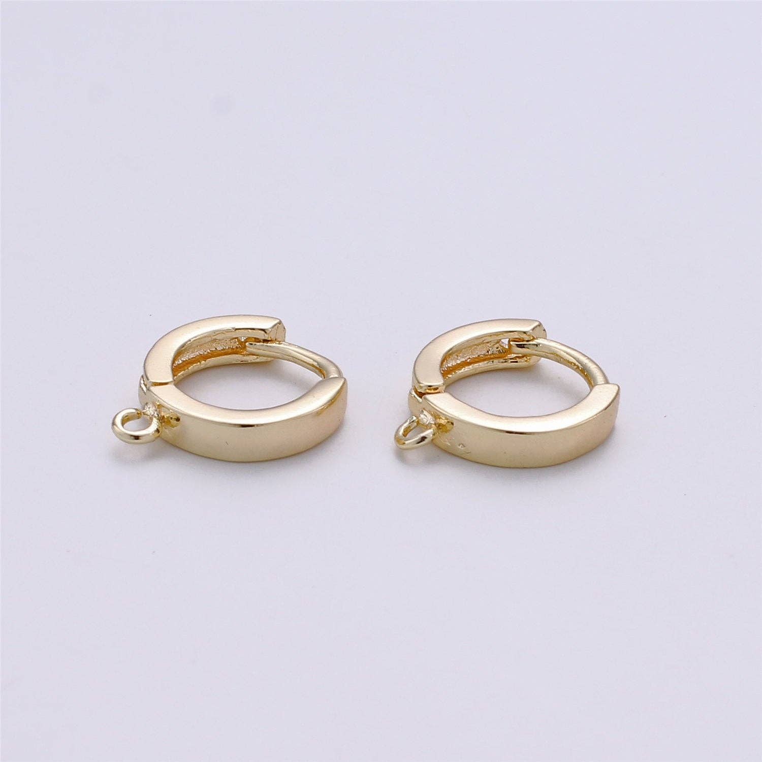Aim Eternal – wholesale Huggie earrings – 1 pair Vermeil Gold Earring Findings - Open Link earring Post, 14k yellow gold over 925 sterling silver 10mm huggie hoop earring K519