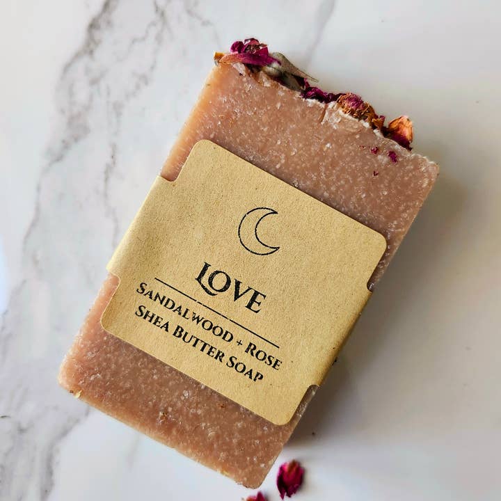 Three Witches Tea Shop - Wholesale Bar Soap - Sandalwood + Rose Organic Shea Butter Love Soap3