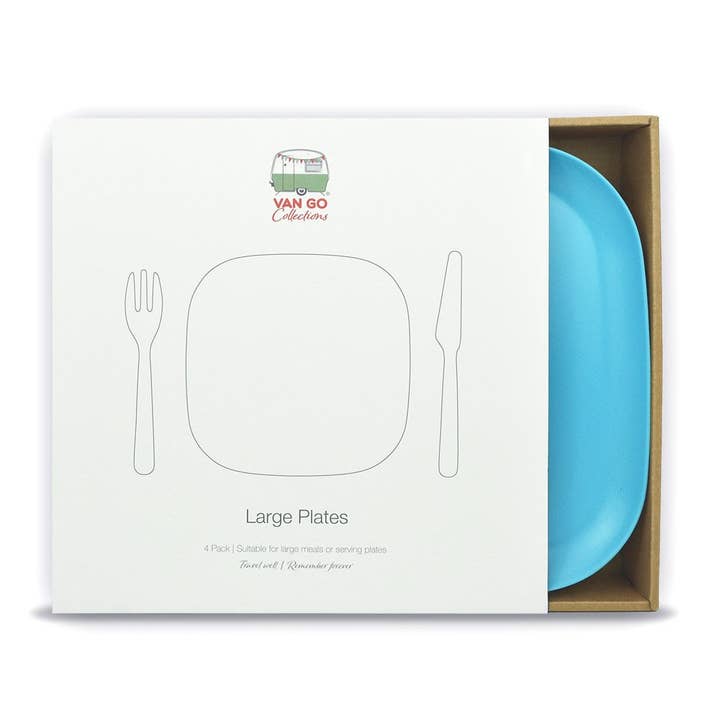 4 Piece Bamboo 26cm Plate Set | Pale Blue for wholesale by Van Go Collections