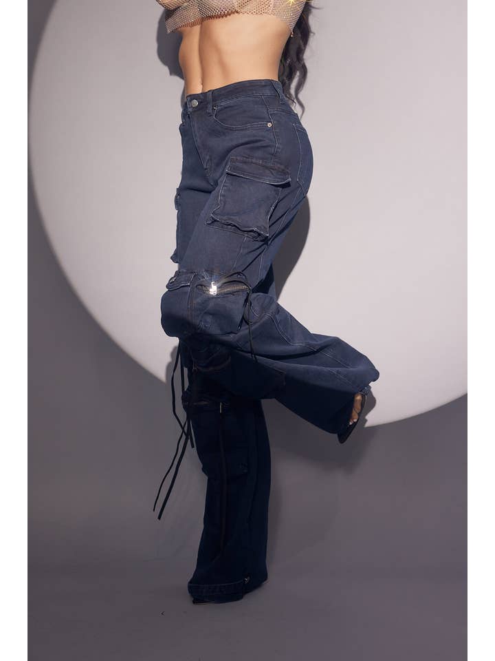 WFFS - Wholesale Jeans - Women's - Navy Cargo Jeans2