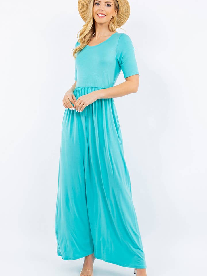 Celeste Clothing - Wholesale Dress - Women's - PLUS SIZE MODEST MAXI DRESS WITH POCKETS -CD23411T-PL42