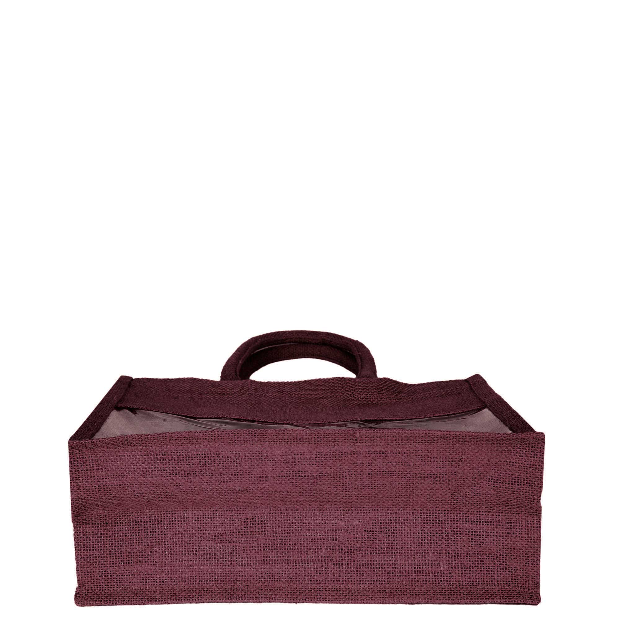 ecojutebags – wholesale Bärkasse - Unisex – Återanvändbara juteväskor – Set om 4 med PVC-fönsterpanel32