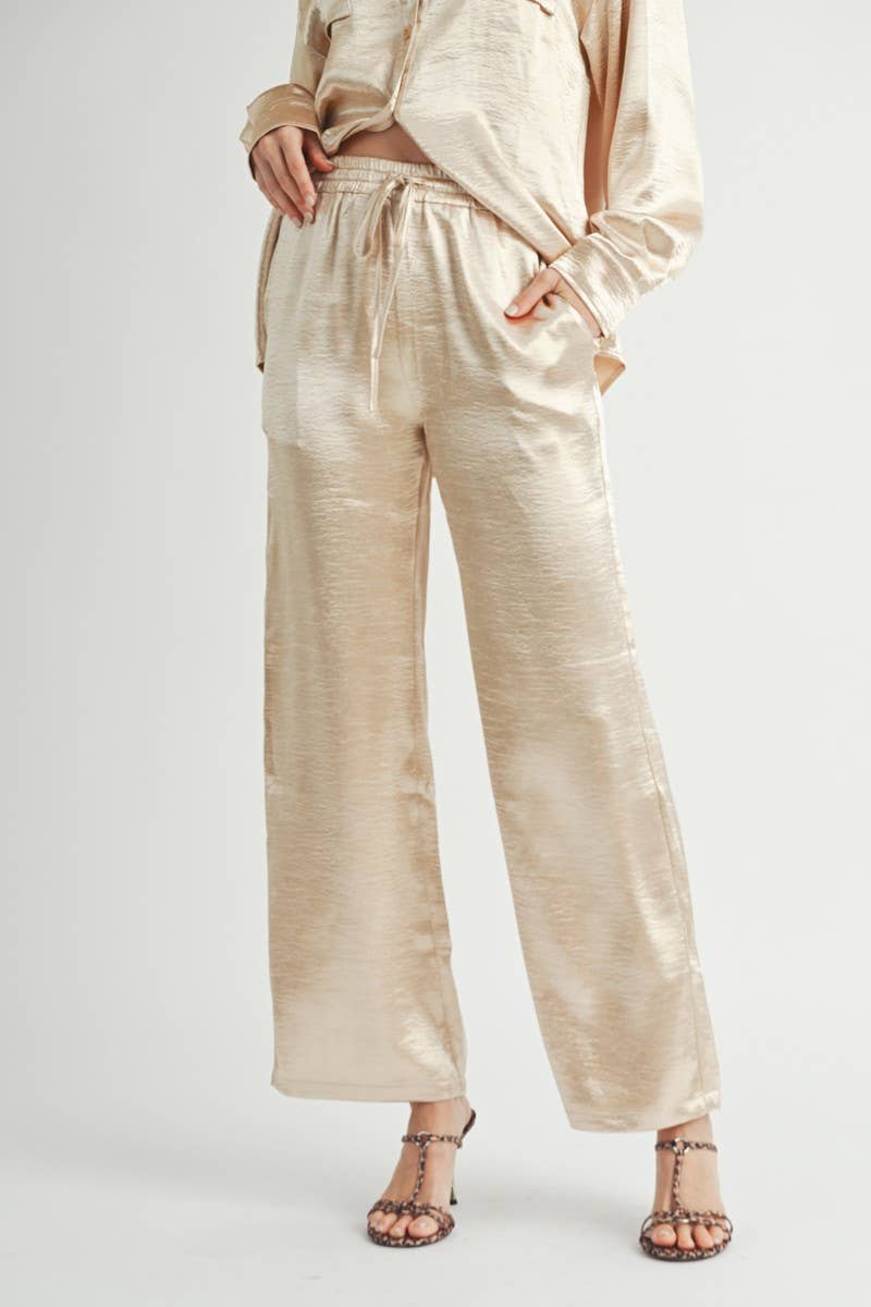 AIBLEE – wholesale Pants – Women's – Metallic Flared Wide-Leg Pants Blue -112