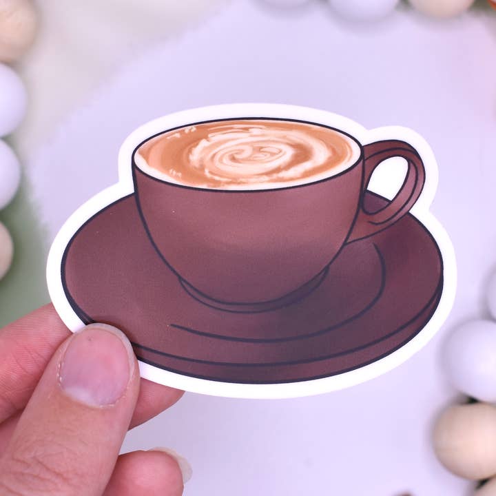 Autocollant pour tasse à café et soucoupe, 3 x 2,18 pouces pour la vente par Sammy Jean Artist