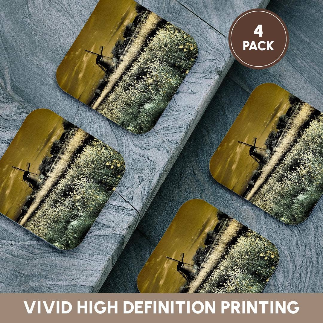 3dRose - Wholesale Coasters - 3dRose, Netherlands, Kinderdijk. Windmills at sunset in Kinderdijk, Coaster12