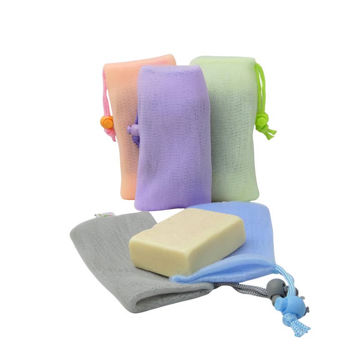 Nylon Mesh Soap Saver Bag with Toggle, 1 and 3 Pack Assorted for wholesale by Beauty Blisss
