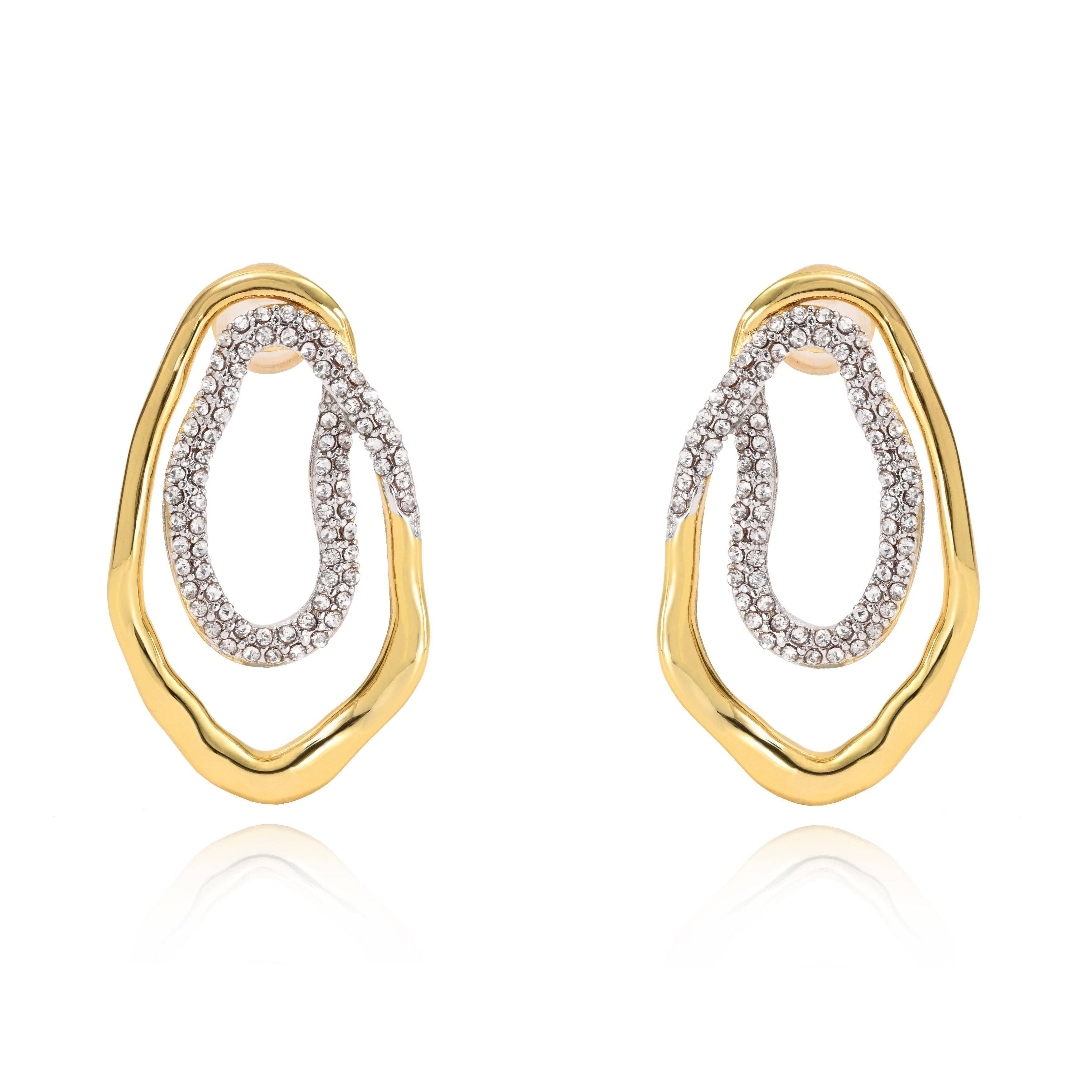 Sahira Jewelry Design - Wholesale Stud/Post Earrings - Harper Two Tone Pave Earring0