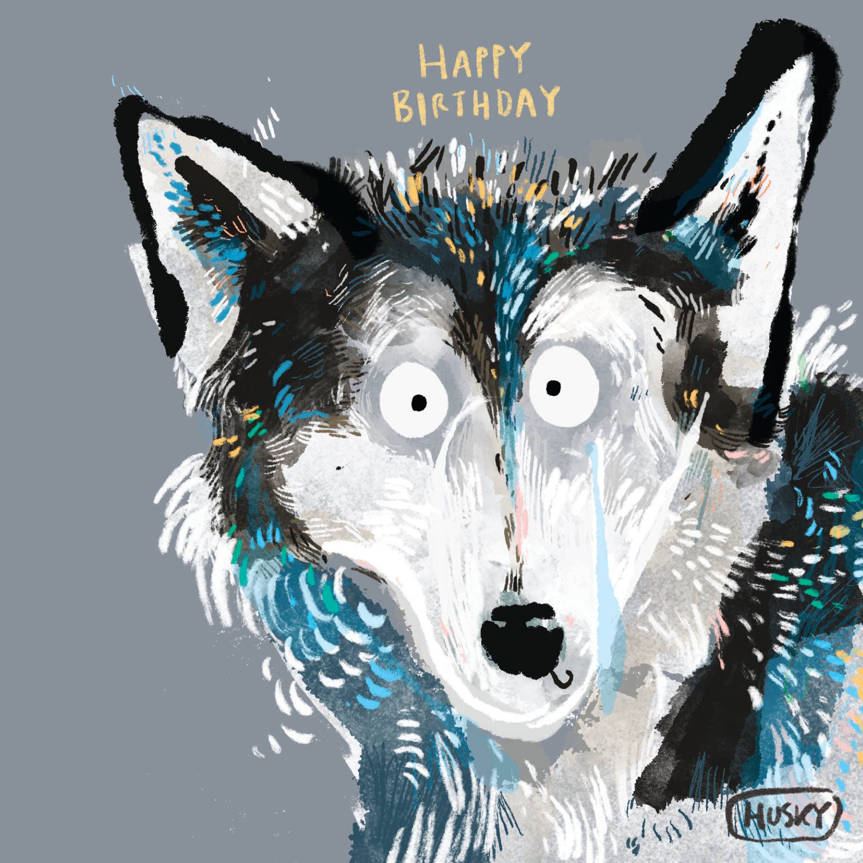 Sarah Horne Studio – wholesale Birthday card – Husky birthday0