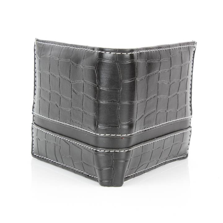 Leather Impressions Inc - Wholesale Wallet - Men's - Crocodile Embossed Vegan Wallet with Solid Band VL 90423