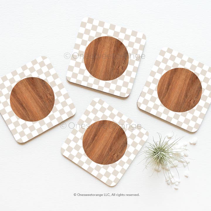 Checker Coaster Set of 4 Checker Coasters Coaster Set for wholesale by Onesweetorange