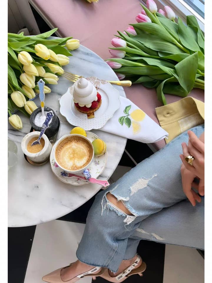 Lemon servet van 100% katoen met borduurwerk, set van 6 voor wholesale door V Table