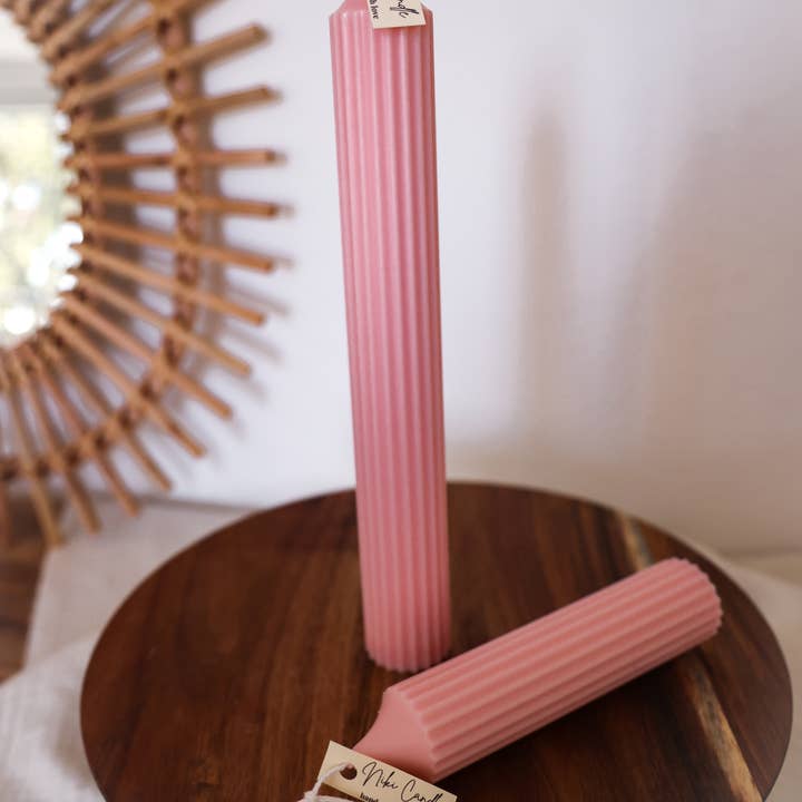 Niki Candle - Wholesale Pillar Candle - Handmade ribbed candle