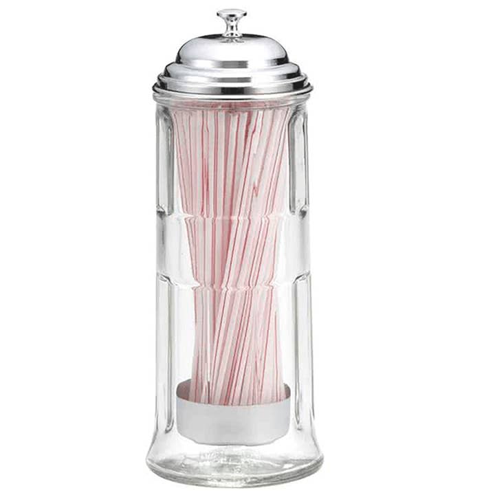 Clear Glass Straw Dispenser (Includes 60 Straws) for wholesale by TableCraft Products Company