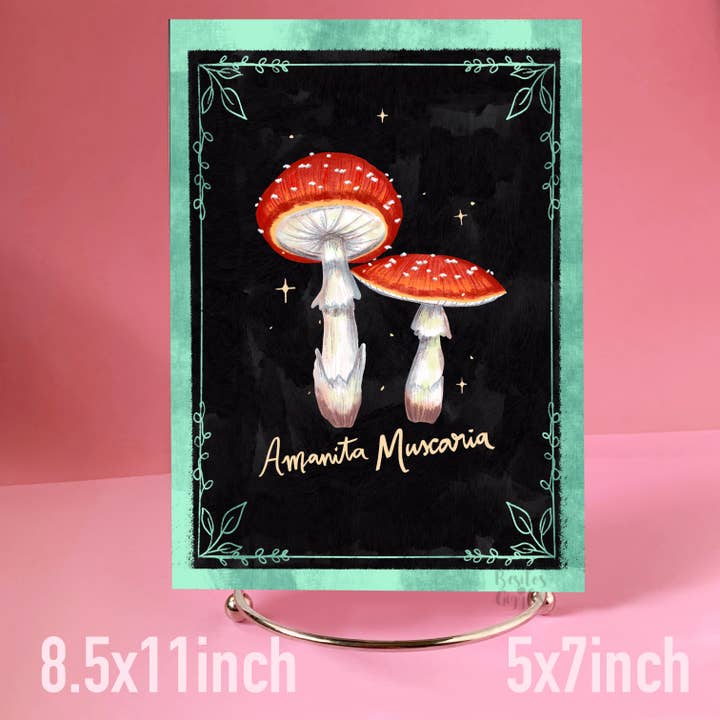 Amanita Mascara Mushroom Print for wholesale by Besitos & Giggles Creations