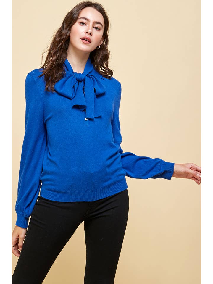 OLIVE MAUVE - Venta al por mayor Jersey de punto - Mujer - ST# FCL1260SW Top de suéter henley con cuello atado