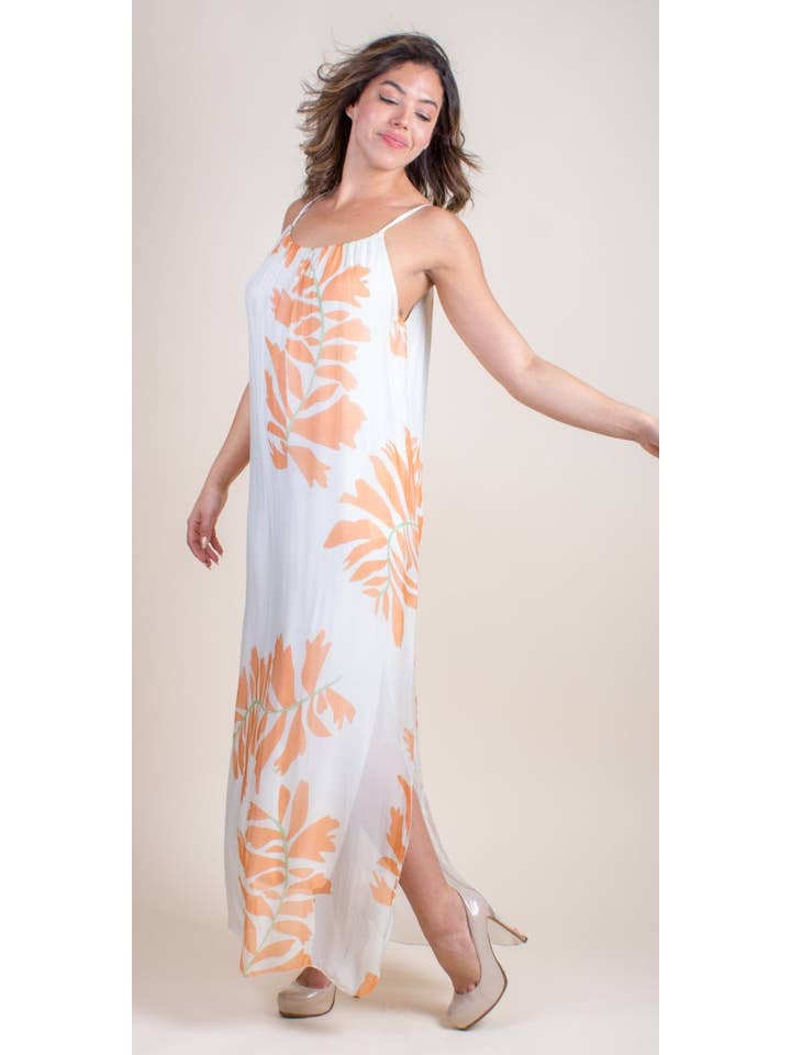 Gigi Moda - Wholesale Dress - Women's - Leaf Print Spaghetti Strap Silk Dress3