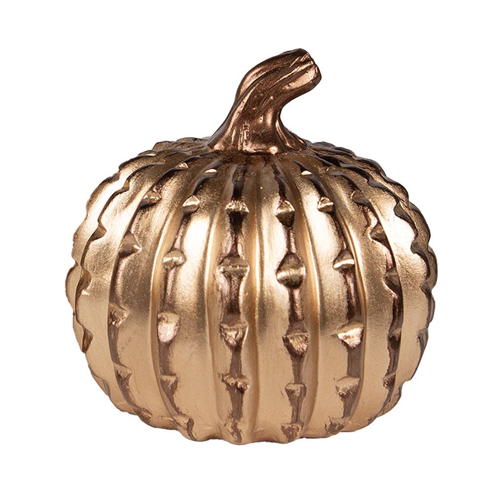 Clayre & Eef - Wholesale Decorative Figurine - 6CE1800 Decorative Figurine Pumpkin Ø 14x14 cm Gold colored