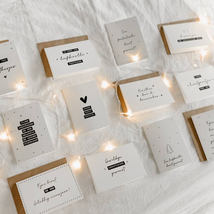 12 cartes de Noël hollandaises tendance (format A6) pour la vente par weliketolove