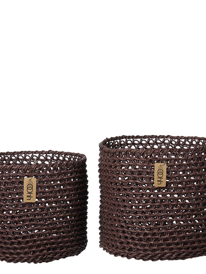 Woven Paper Baskets Set of 2, Fudge.. for wholesale by Lübech Living