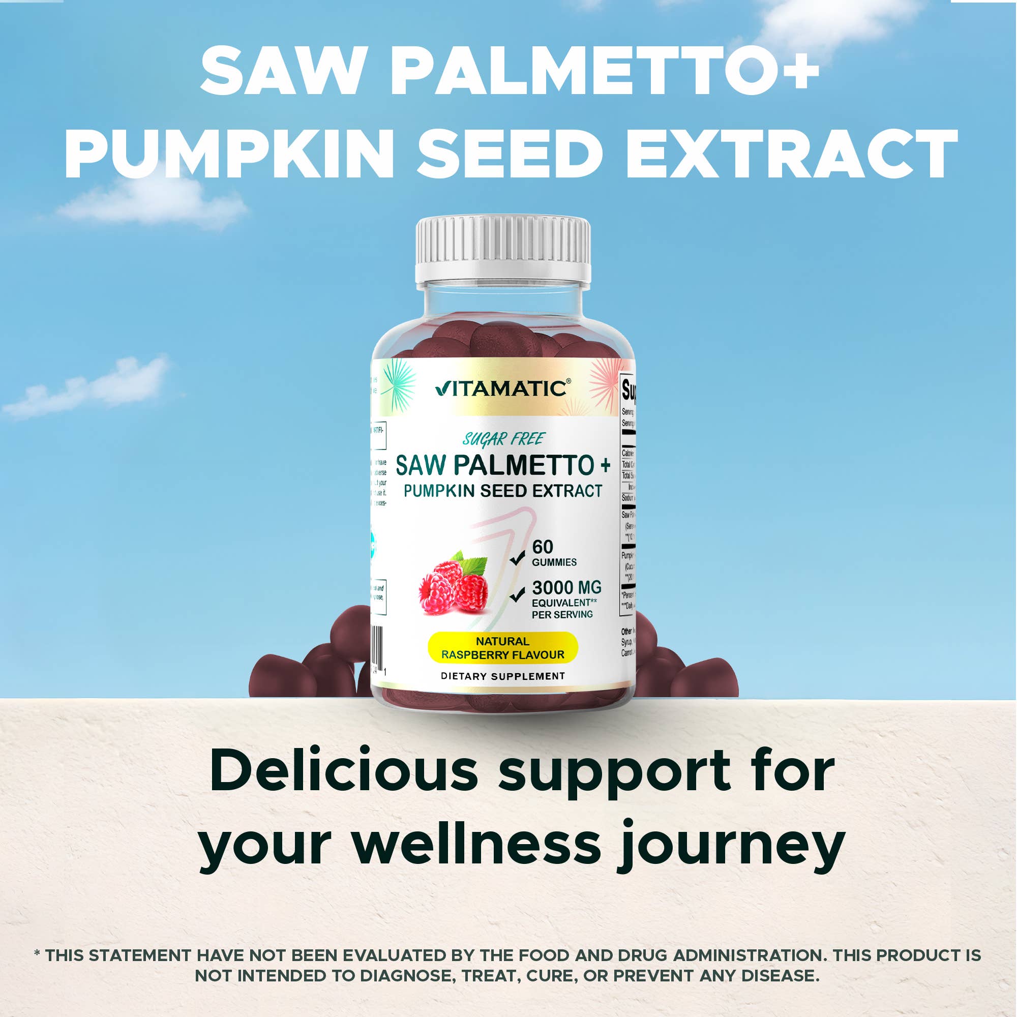 Vitamatic - Wholesale Oral Supplement/Vitamin - Vitamatic| Saw Palmetto with Pumpkin Seed  |Raspberry Flavor6
