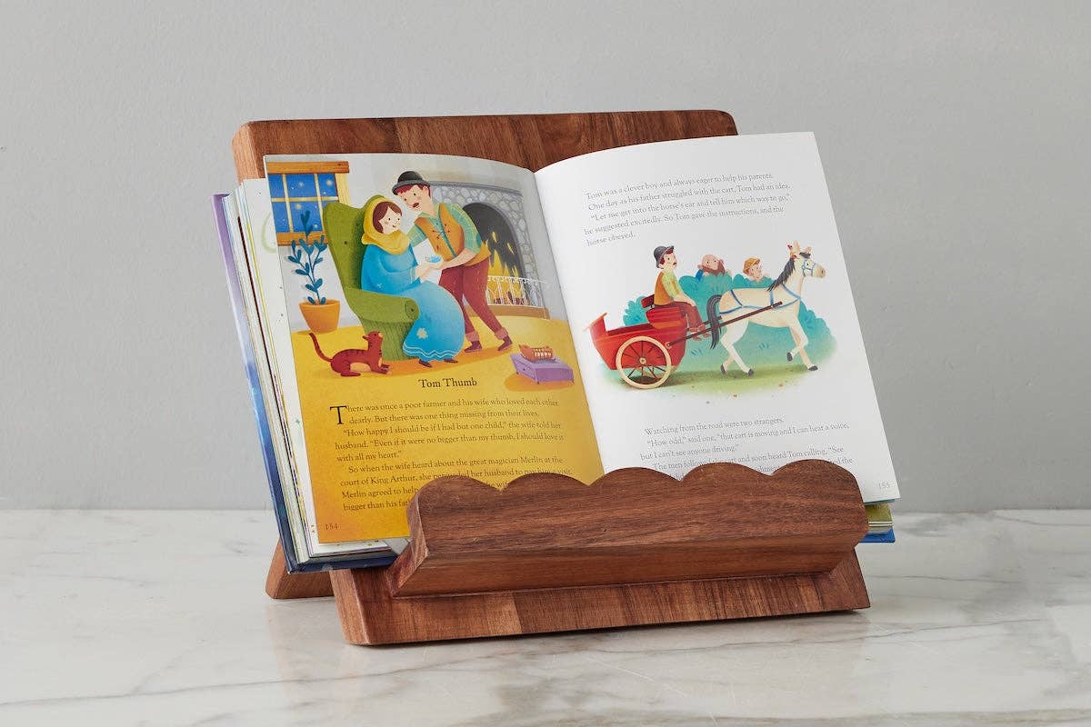 etúHOME - Wholesale Book Stand - Scalloped Wood Book Stand, Natural3