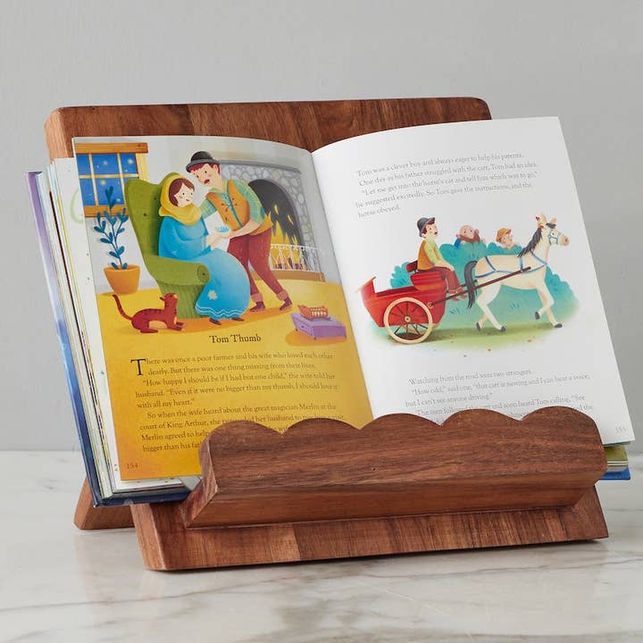 etúHOME - Wholesale Book Stand - Scalloped Wood Book Stand, Natural3