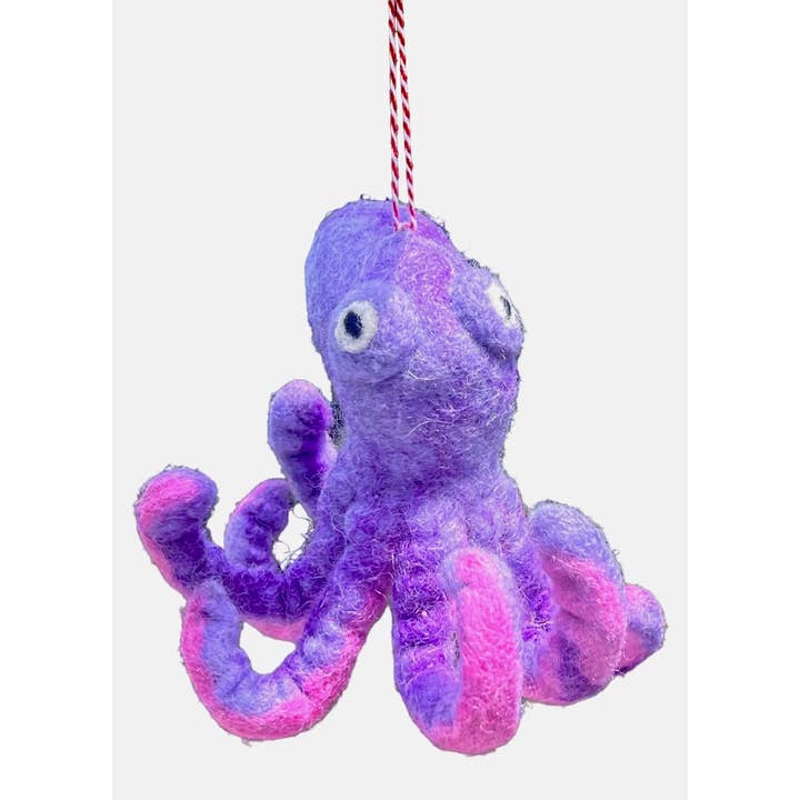 Giftsland - Wholesale Ornament - Felt ornament, octopus purple1