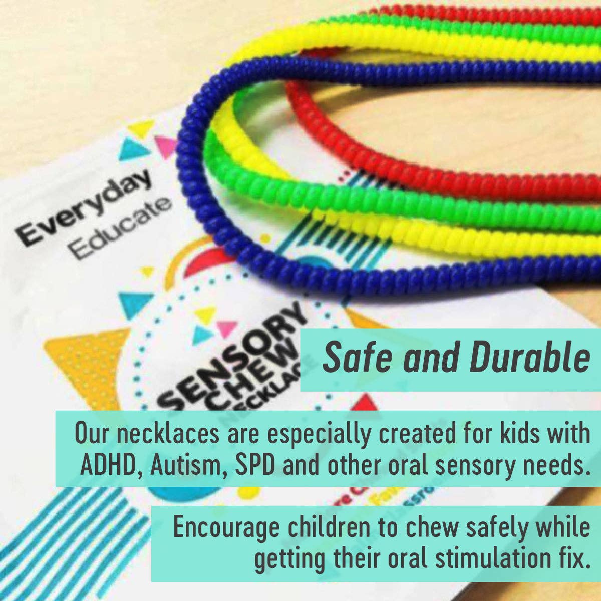 Everyday Educate - Wholesale Fidget Toy - Kids - Chewy Dewey™ Sensory Necklace - (4 Pack)2