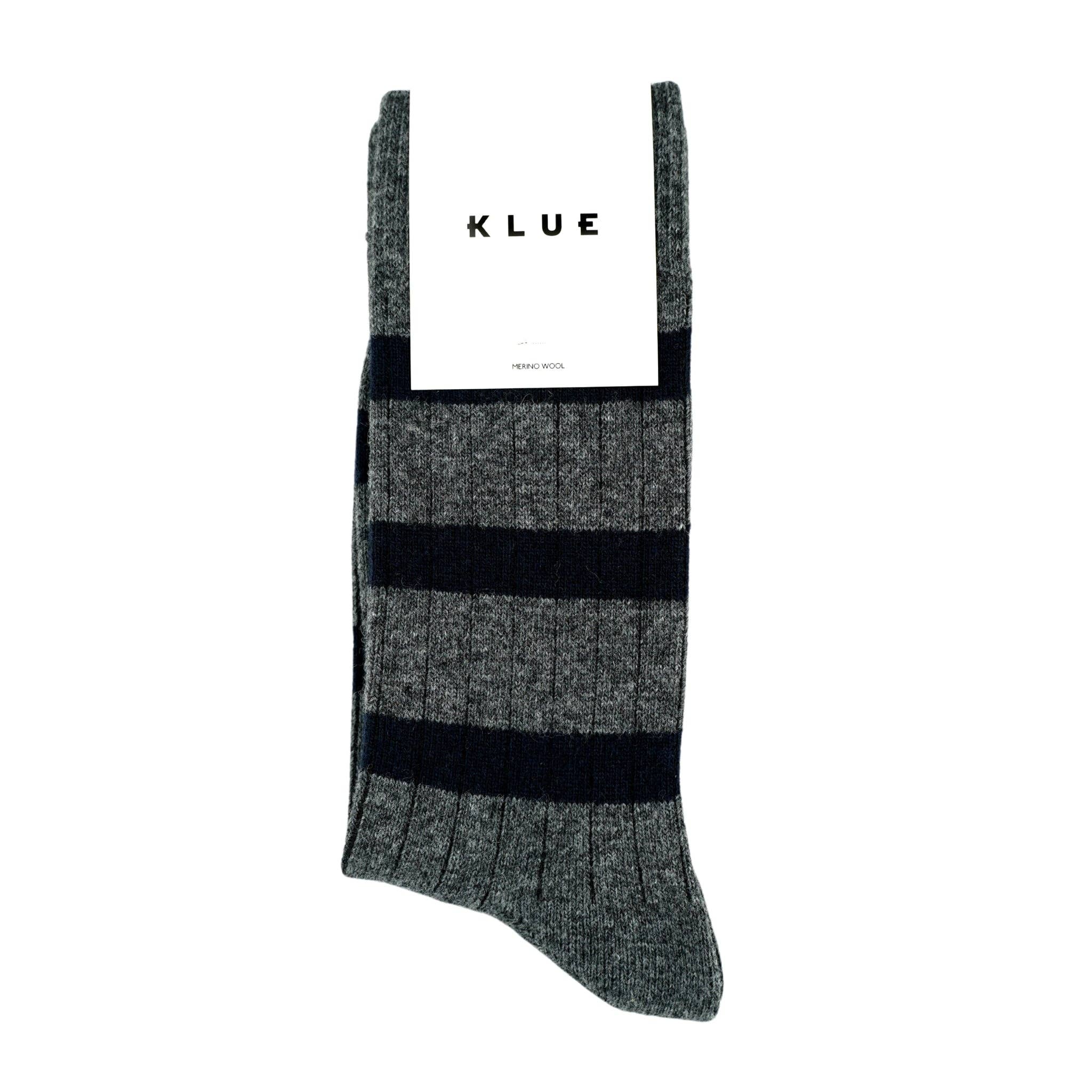 KLUE - Wholesale Socks - Men's - KLUE Merino Wool socks with stripes | Grey and black0