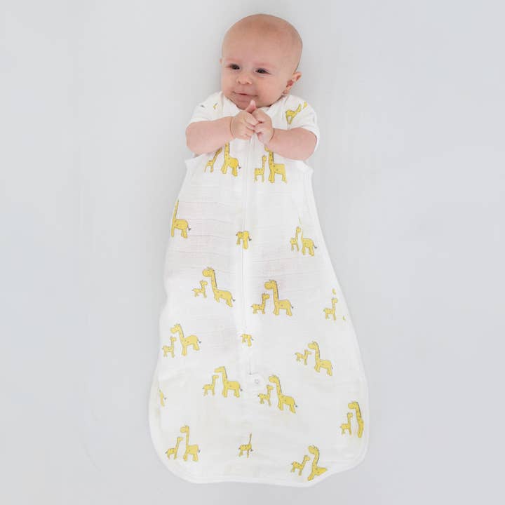 SwaddleDesigns - Wholesale Sleepsack - Baby - Muslin zzZipMe Sack, 2-Way Zip, Mama & Baby Giraffe, Yellow1