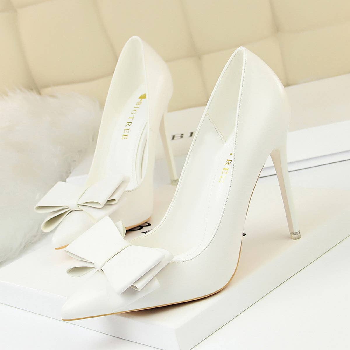 ACCITY - Wholesale High Heels - Women's - SLIM SHALLOW-MOUTH POINTED BOW HIGH HEELS_CWSHH00450