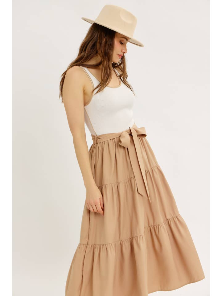 idem ditto – Engroshandel Kjole - Dame – MIDI-KJOLE MED BÆLTE OG FLÆSEDETALJER I BLANDET MEDIE OG SWEATERMATERIALE9