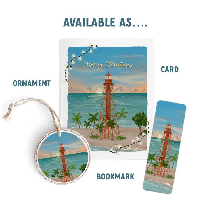 25 Sweetpeas - Wholesale Christmas Card - Sanibel Island Lighthouse Christmas Card3