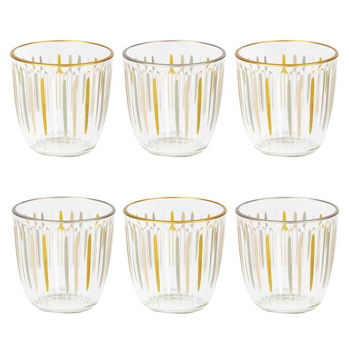 White & Gold Striped Tumblers | Christmas Décor | for wholesale by Talking Tables USA