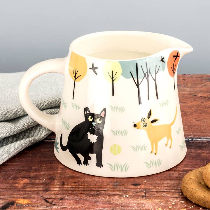 Jarro de leite artesanal de cerâmica para cães por atacado de Hannah Turner Ltd