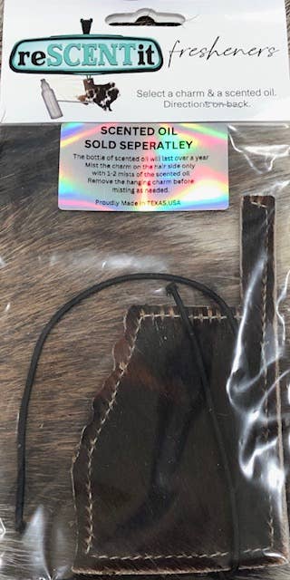 reSCENTit ~ Red Dirt Leather - Wholesale Car Freshener - Unisex - 2P-HAIR ON HIDE reSCENTable CHARMS  15