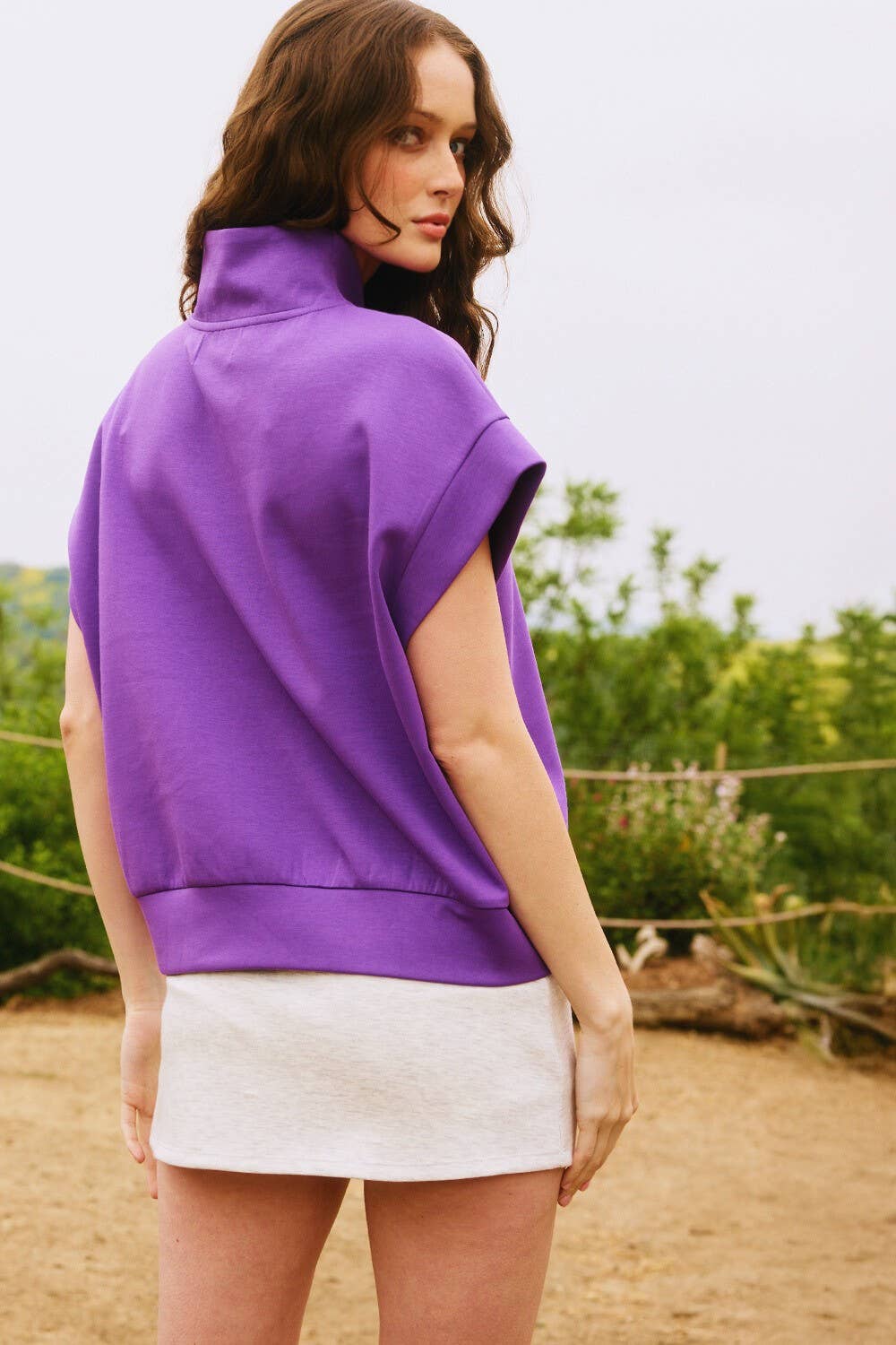 BUCKETLIST INC - Wholesale Sweatshirt - Women's - IT2154-1 Short Sleeve Half Zip-Up Scuba Sweatshirts62