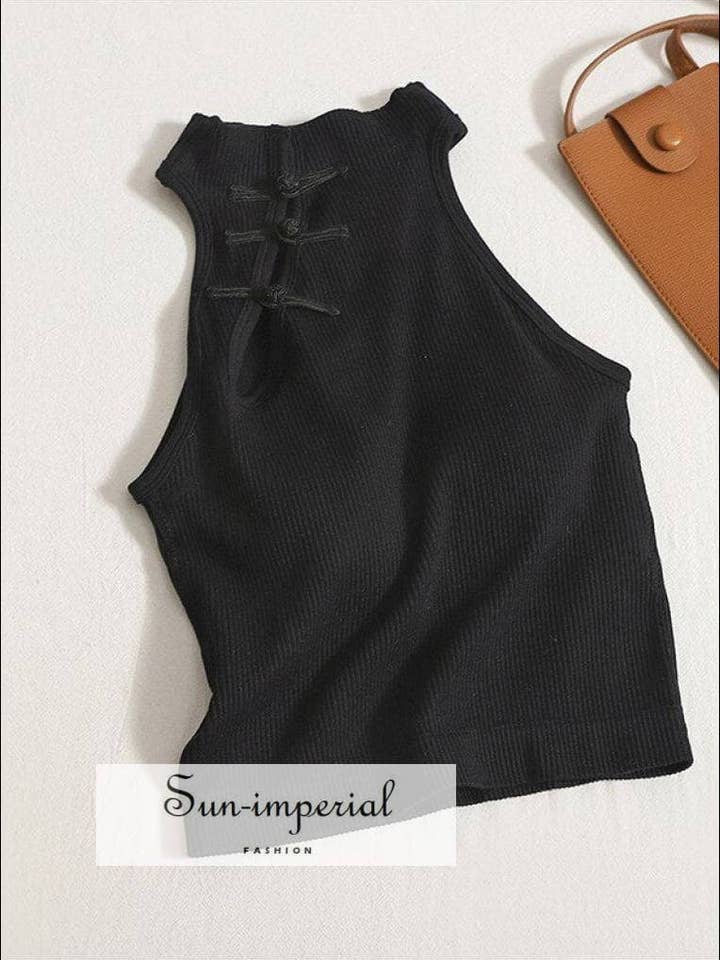 Women Ribbed Mandarin Collar Padded Cropped Sleeveless for wholesale by Sun Imperial